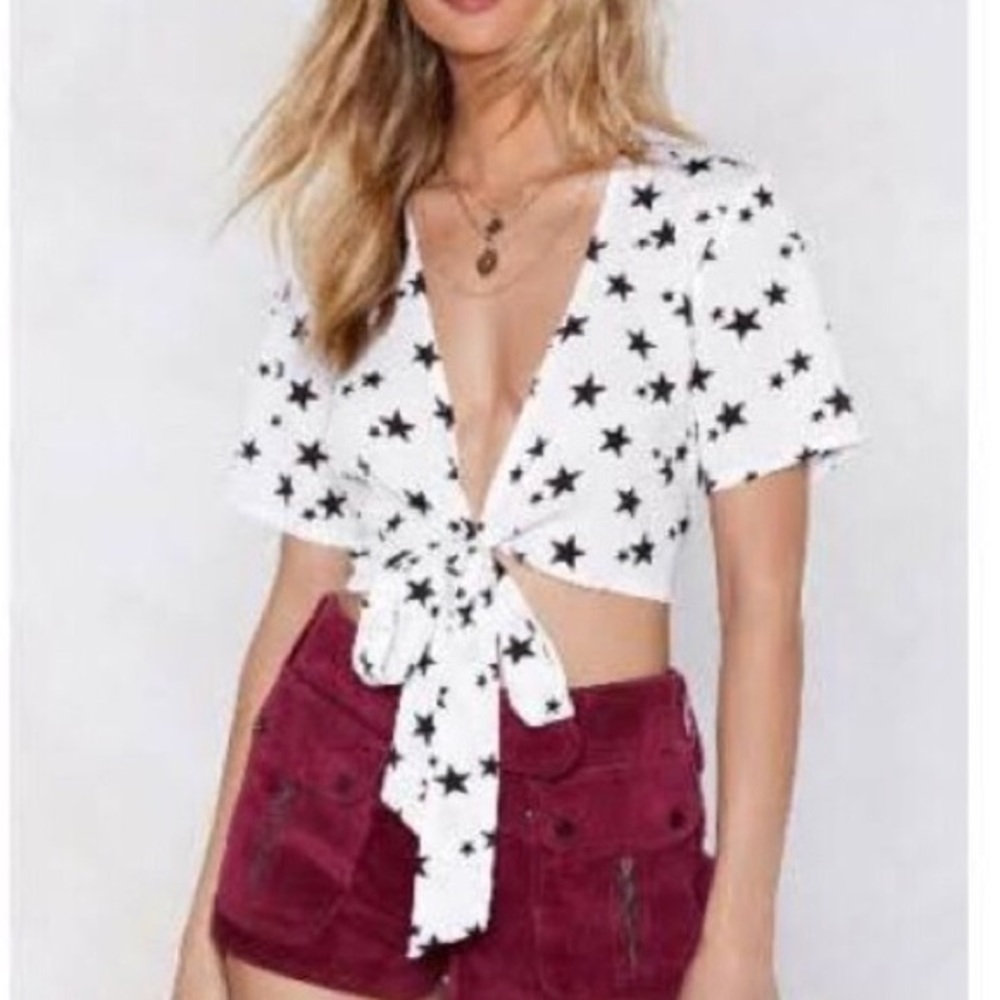 NWT Star print tie up top